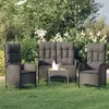 Image de vidaXL Ensemble à manger de jardin avec coussins 3 pcs Noir, ensemble de salle à manger, ensemble de salle à manger 3185093