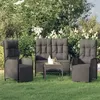 Image de vidaXL Ensemble à manger de jardin avec coussins 3 pcs Noir, ensemble de salle à manger, ensemble de salle à manger 3185094