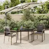 Image de vidaXL Ensemble à manger jardin 3pcs avec coussins noir et gris, ensemble de salle à manger, ensemble de salle à manger 3185101