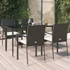 Image de vidaXL Mobilier à dîner de jardin et coussins 5pcs Noir Résine tressée 3185121