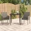 Image de vidaXL Ensemble à manger jardin 3pcs avec coussins noir et gris, ensemble de salle à manger, ensemble de salle à manger 3185149