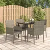 Image de vidaXL Ensemble à manger de jardin coussins 5 pcs noir et gris, ensemble de salle à manger, ensemble de salle à manger 3185150