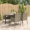 Image de vidaXL Mobilier à dîner de jardin et coussins 5 pcs noir et gris 3185151