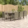 Image de vidaXL Ensemble de salle à manger jardin 9pcs et coussins noir et gris 3185165