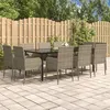Image de vidaXL Ensemble à manger jardin 11 pcs avec coussins noir et gris, ensemble de salle à manger, ensemble de salle à manger 3185166