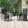 Image de vidaXL Ensemble à manger de jardin avec coussins 3 pcs Noir, ensemble de salle à manger, ensemble de salle à manger d'extérieur, ensemble de mobilier d'extérieur