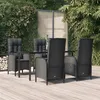 Image de vidaXL Mobilier à dîner de jardin et coussins 5pcs Noir Résine tressée 3185191