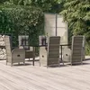 Image de vidaXL Ensemble à manger jardin et coussins 7 pcs Noir et gris Rotin, ensemble de salle à manger, ensemble de salle à manger 3185203