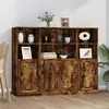 Image de vidaXL Buffets 3 pcs chêne fumé bois d'ingénierie, armoire, armoire de rangement, buffet haut, armoire latérale, armoire haute, armoire console