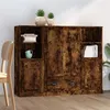Image de vidaXL Buffets 3 pcs chêne fumé bois d'ingénierie, armoire, armoire de rangement, buffet haut, armoire latérale, armoire haute, armoire console