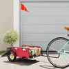 Image de Remorque de vélo rouge tissu oxford et fer