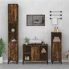 Image de vidaXL Ensemble de Meubles de Salle de Bain 3 pcs, Armoires de Rangement avec Meuble-lavabo, Organisateur Toilette Intérieur, Chêne Fumé 3185626