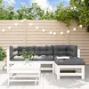 Image de Bois massif Vidaxl 5 personnes blanc 5 pieces salon de jardin modulable