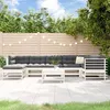 Image de Salon de jardin modulable Vidaxl bois massif blanc 3 pieces 8 personnes