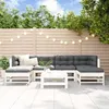 Image de Salon de jardin modulable VIDAXL bois massif blanc 7 pieces x 57.5 x 60 7 personnes