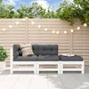 Image de Salon de jardin modulable Vidaxl blanc bois massif 3 pieces 3 personnes