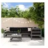 Image de Salon de jardin modulable Vidaxl 5 personnes gris 6 pieces 62 x 66 x 70.5 cm bois massif