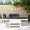 Image de vidaXL Salon de Jardin 4 pcs, Canapés avec Repose-pied, Ensemble de Meubles avec Table Basse Patio Terrasse, Rustique, Blanc 3186481