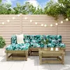 Image de vidaXL Salon de Jardin 5 pcs, Canapés avec Repose-pied, Ensemble de Meubles avec Table Basse Patio Terrasse, Rustique, Bois 3186521