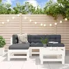 Image de Salon de jardin modulable Vidaxl bois massif blanc 5 pieces x 63.5 x 60 4 personnes