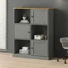 Image de vidaXL Bibliothèque VIGO gris 90x35x114,5 cm bois massif de pin, étagère, étagère à livres, armoire d'affichage, armoire de rangement 353183