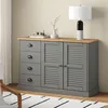Image de vidaXL Dressoir met lades VIGO 113x40x75 cm massief grenenhout grijs353189