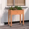 Image de vidaXL Jardinière sur roues avec doublure brun 71x37x80 cm bois sapin 3157824