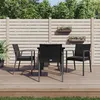 Image de vidaXL Ensemble à manger de jardin 5 pcs coussins résine tressée acier 3186988