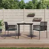 Image de vidaXL Ensemble à manger de jardin coussins 3 pcs noir rotin et acier, ensemble à manger, ensemble à manger d'extérieur, 3187065