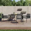 Image de vidaXL Ensemble à dîner de jardin coussins 5 pcs noir rotin et acier 3187067