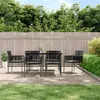 Image de vidaXL Ensemble à dîner de jardin coussins 7 pcs noir rotin et acier 3187068