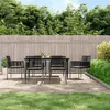 Image de vidaXL Ensemble à manger de jardin coussins 7 pcs noir rotin et acier, ensemble à manger, ensemble à manger d'extérieur, 3187070