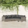 Image de Salon de jardin 5 pcs avec coussins Gris Résine tressée