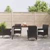 Image de vidaXL Ensemble à manger de jardin coussins 5pcs Noir Résine tressée, ensemble à manger, ensemble à manger d'extérieur, 3187318