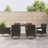 Image de vidaXL Ensemble à manger de jardin coussins 7pcs Noir Résine tressée, ensemble à manger, ensemble à manger d'extérieur, 3187319