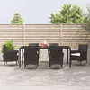 Image de vidaXL Ensemble à manger de jardin coussins 7pcs Noir Résine tressée, ensemble à manger, ensemble à manger d'extérieur, 3187320