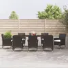 Image de vidaXL Ensemble à manger jardin 9pcs et coussins noir résine tressée, ensemble à manger, ensemble à manger d'extérieur, 3187322