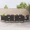 Image de vidaXL Ensemble à manger de jardin 11 pcs coussins noir résine tressée, ensemble à manger, ensemble à manger d'extérieur, 3187323