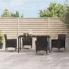 Image de vidaXL Ensemble à manger de jardin coussins 5pcs Noir Résine tressée, ensemble à manger, ensemble à manger d'extérieur, 3187326