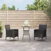 Image de vidaXL Ensemble de bistro de jardin 3 pcs coussins noir poly rotin, ensemble de bistrot, ensemble de bistrot extérieur, 3187426