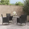 Image de vidaXL Ensemble de bistro de jardin 5 pcs coussins noir poly rotin, ensemble de bistrot, ensemble de bistrot extérieur, 3187427