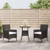 Image de vidaXL Ensemble de bistro de jardin 3 pcs coussins noir poly rotin, ensemble de bistrot, ensemble de bistrot extérieur, 3187432