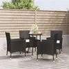 Image de vidaXL Ensemble de bistro de jardin 5 pcs coussins noir poly rotin, ensemble de bistrot, ensemble de bistrot extérieur, 3187433