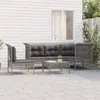 Image de Salon de jardin modulable Vidaxl 6 pieces resine tressee 6 personnes 65.0 x 65 x 75 cm gris