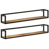 Image de vidaXL Wandschappen 2 st 110x17x17 cm massief mangohout en ijzer353792