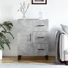 Image de vidaXL Buffet, Armoire avec 2 Compartiments et 3 Tiroirs, Meuble de Rangement avec Pieds, Organisateur de Salon Intérieur, Moderne, Gris Béton Bois d'Ingénierie