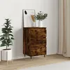 Image de vidaXL Buffet, Armoire Latérale avec 3 Tiroirs, Commode avec Pieds, Meuble de Rangement Salon Salle de Séjour, Moderne, Chêne Fumé Bois d'Ingénierie