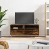 Image de vidaXL Meuble TV, Armoire de Télévision avec 2 Compartiments et 2 Tiroirs, Meuble Télé avec Pieds Salon Salle de Séjour, Chêne Fumé Bois d'Ingénierie