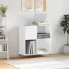 Image de Armoire à disques blanc brillant 84,5x38x89cm bois d ingénierie