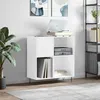 Image de Armoire à disques blanc brillant 84,5x38x89cm bois d ingénierie